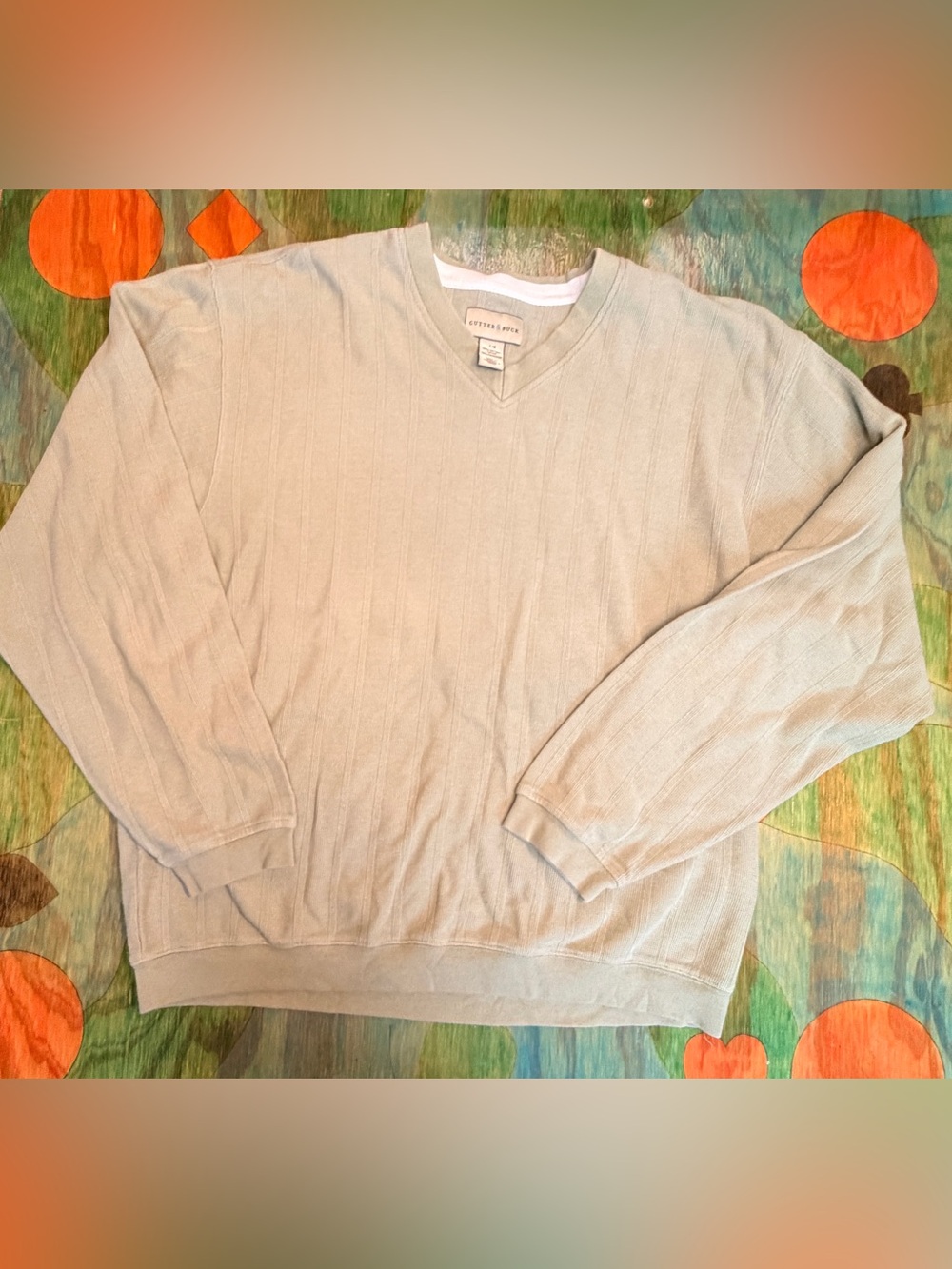 Cutter & Buck Mens Long Sleeve V Neck Pullover Sweater Green Size Large Pullover